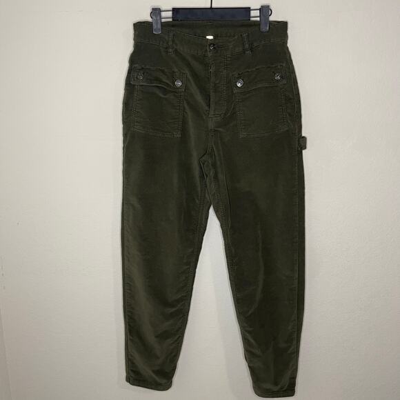 Free People Kyo Pants Corduroy Button Fly Olive Green - Size 4 - Picture 4 of 8